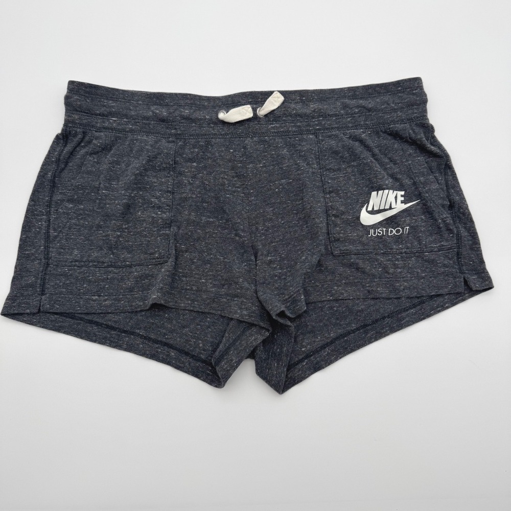 Nike Womens Gym Vintage Shorts Charcoal Grey Heather XL Swoosh Retro‎